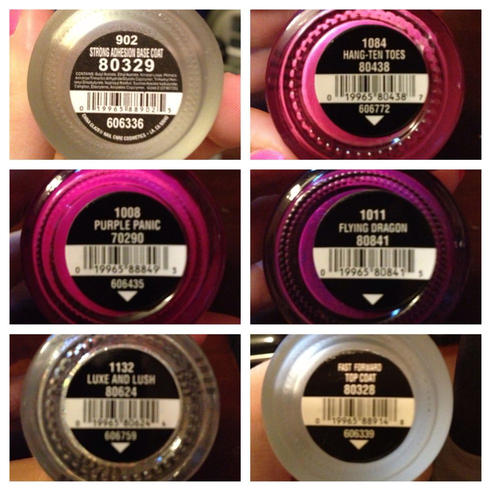 Here are the china glaze colors I will be using, feel free to use any color combination you want though!