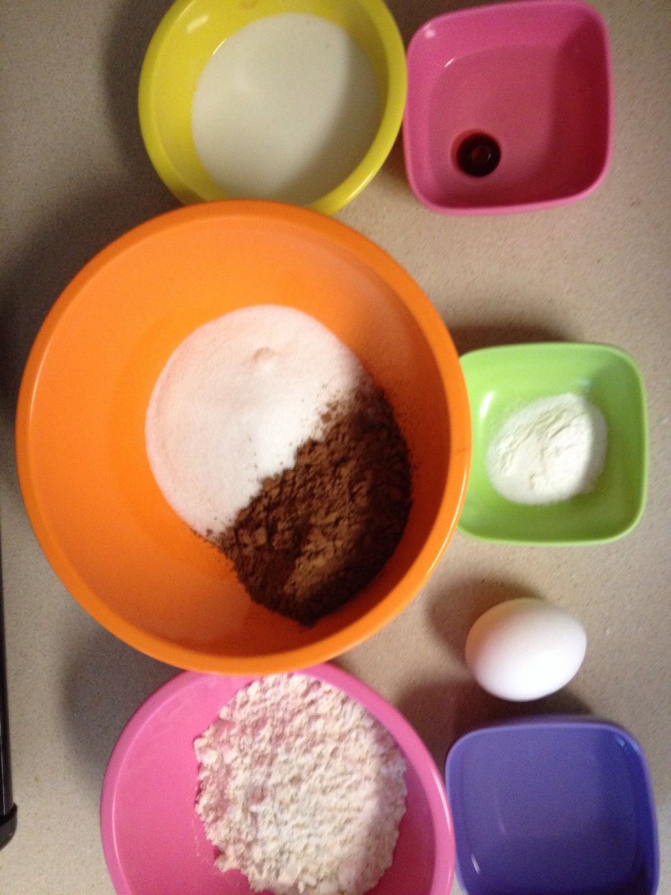 Here are the cupcake ingredients! I cut the recipe in half.  Preheat oven to 350 F