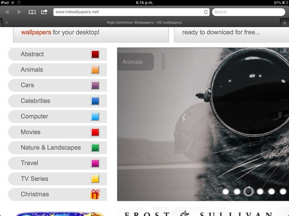 Here are the different categories of wallpapers: computer, movies, travel...