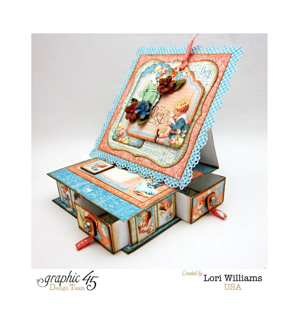 Here are the drawers opened. Want to see all the supplies...check out Graphic 45's blog for the posting with all the supplies.