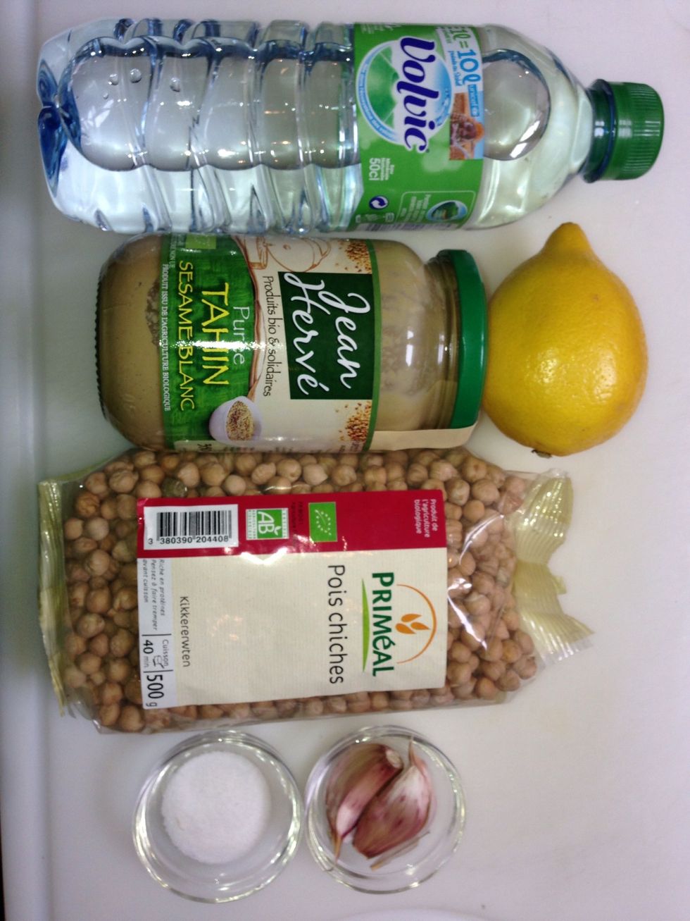 Here are the ingredients.  i use  organic. if don't find already cooked  organic garbanzo beans. I  boil  around 160 gms of dried beans that has been soaked overnight + 1 tsp of sodium bicarbonate