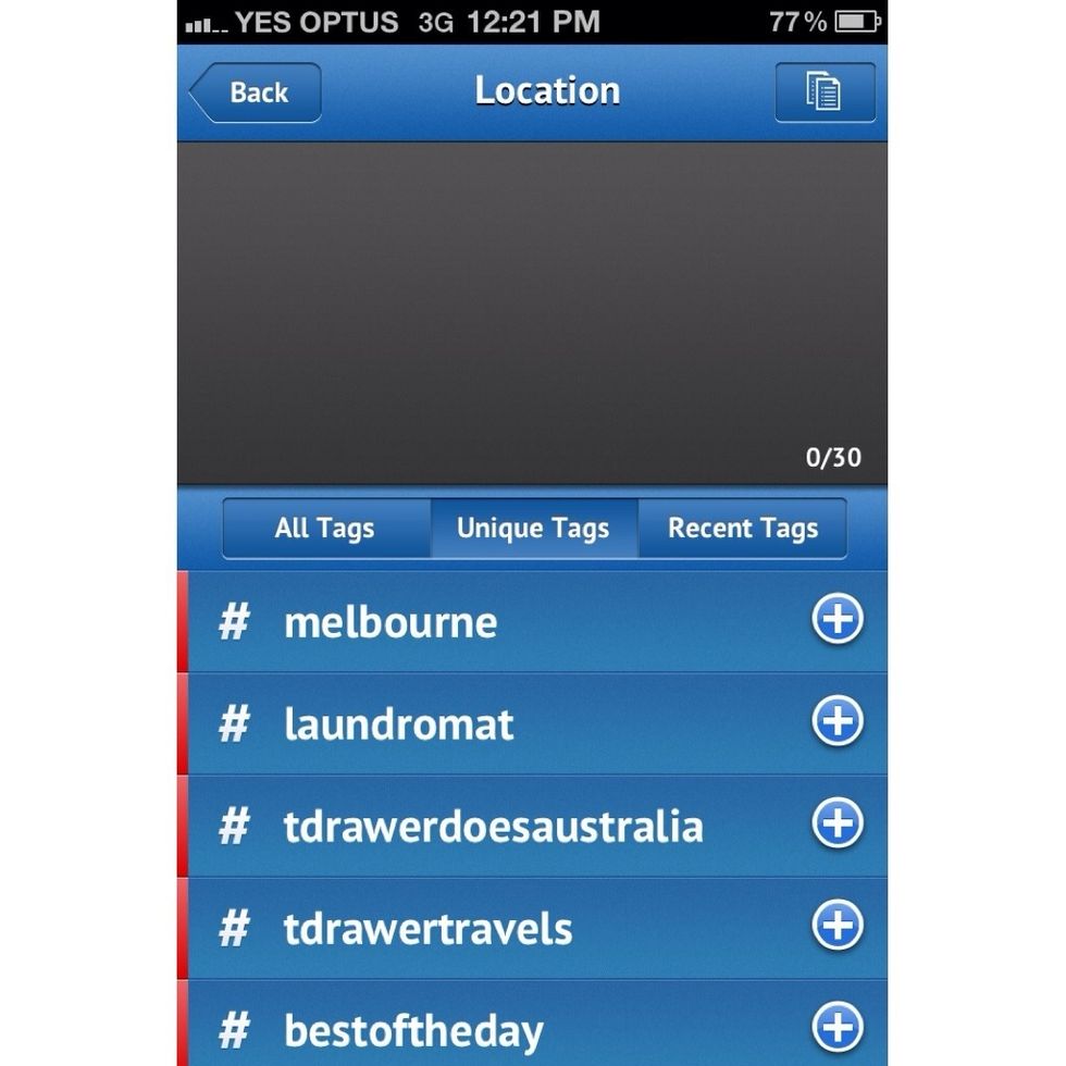Here are the location tags that Instatag has discovered at the spot where the photo was taken. The #Laundromat and #Melbourne are at the top, both accurate, relevant tags.