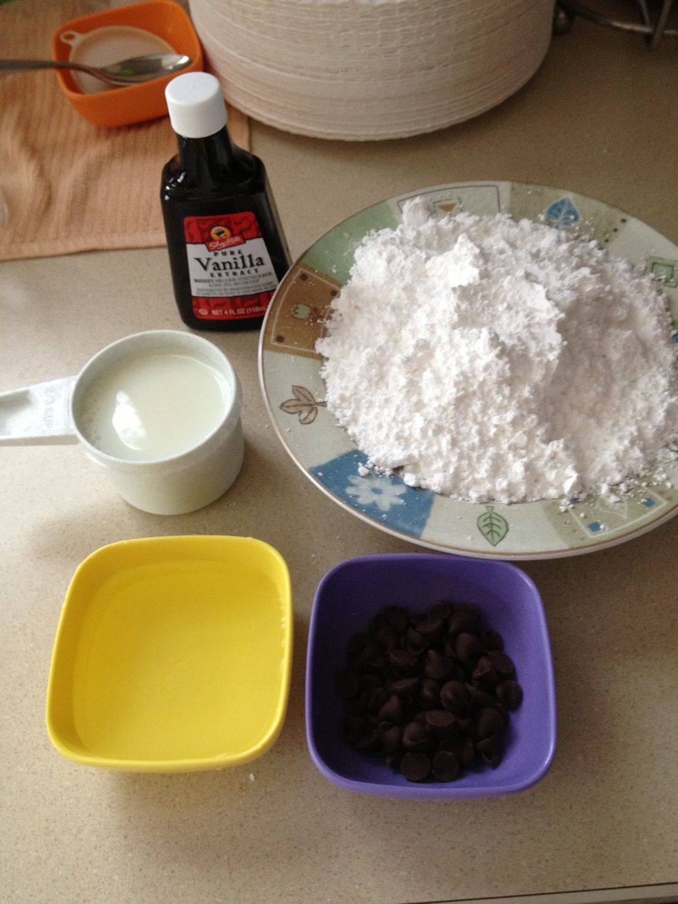 Here are the supplies for the icing