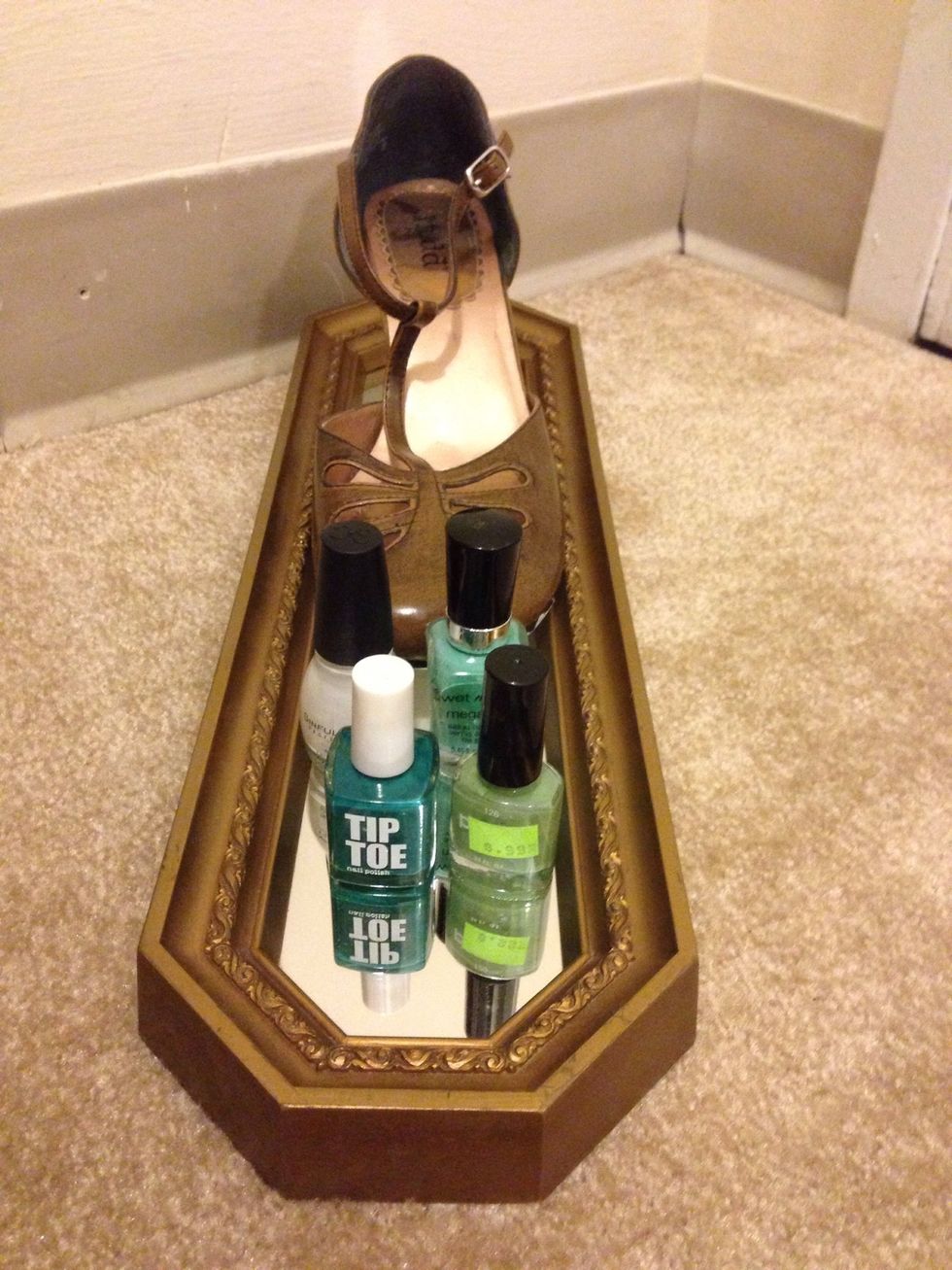 Here are the supplies I used.  My shoes are about seven years old and I had all of the nail polish already.