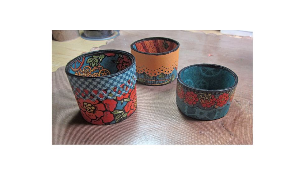 Here are the three different bases I created. I added some decorative edges/borders using either stickers from the G45 collection or paper that has been punched with a Martha Stewart decorative punch.