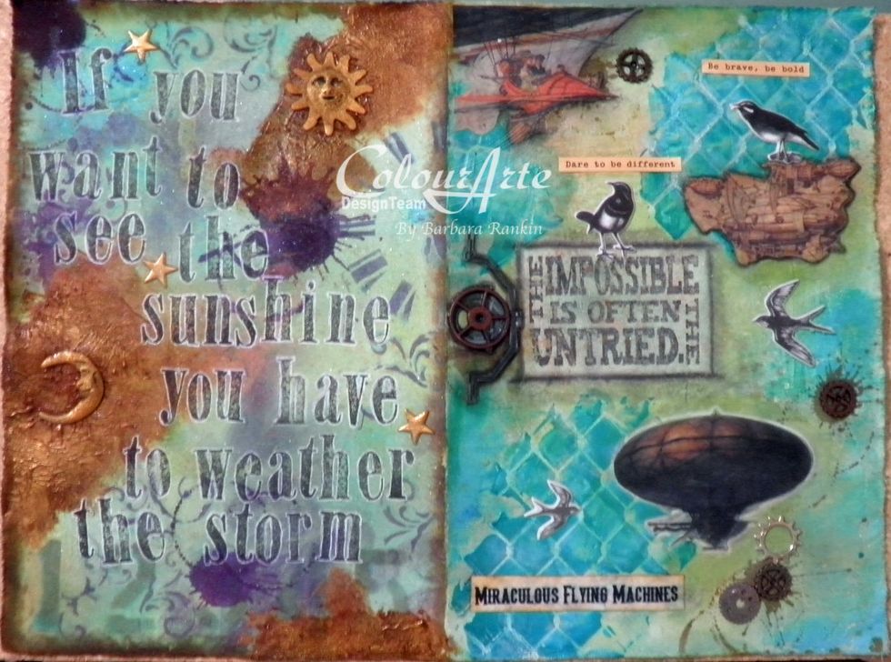 Here are the two pages, side by side, on the piece of muslin. Remember, they will not appear side by side in the book, however.