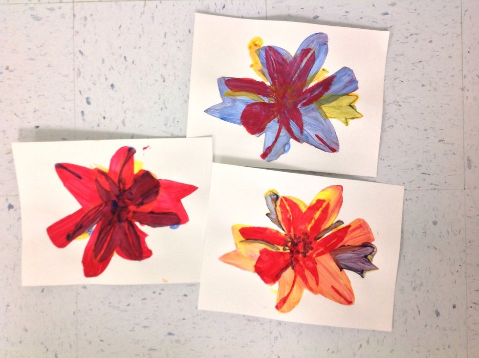 Here are three prints done with tempra paints.