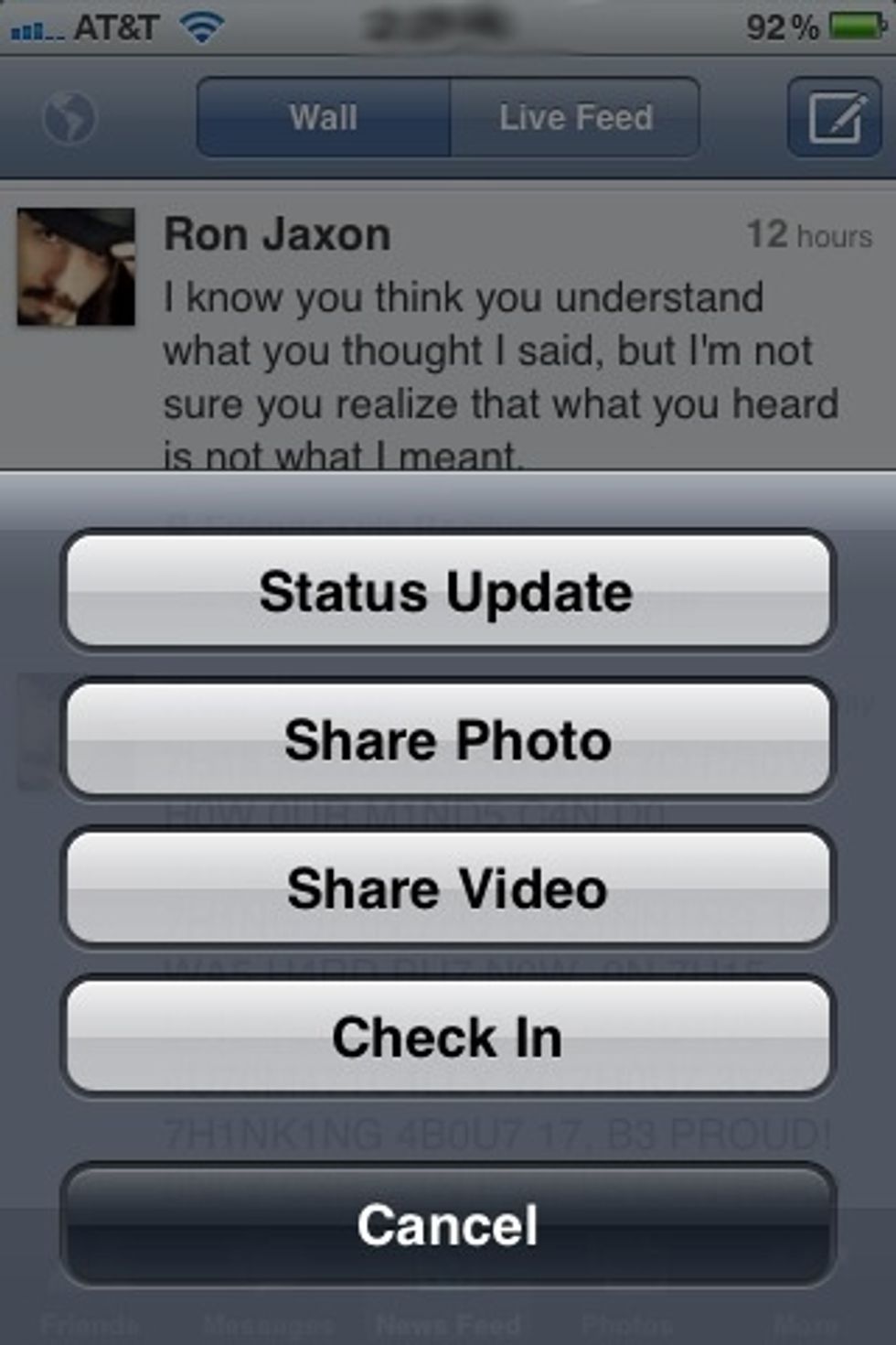 Here are your options for making new posts. As you can see already this isn't just a chat app. It's a full Facebook app.