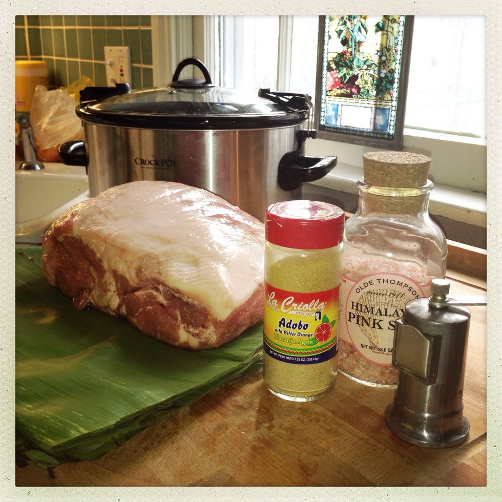 Here are your supplies, I use a Mexican adobo with orange but you can season as you like.