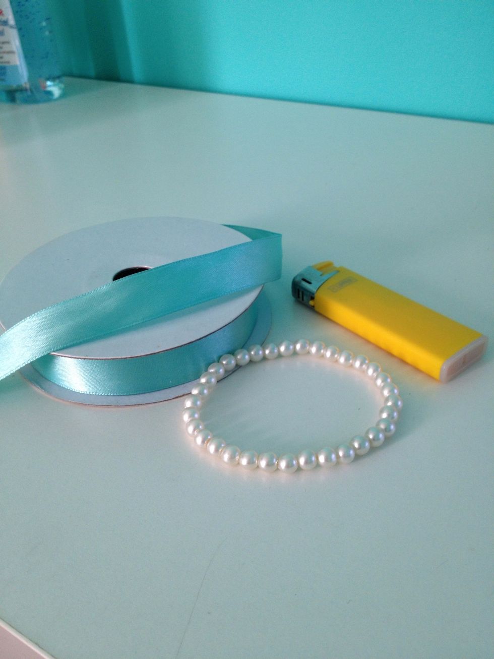 Here are your supplies. Simple, right? Note! The length of the ribbon results in its size, so adjust as you please. Also, there's a LOT of looping, so if you feel confused, leave a comment & ask.