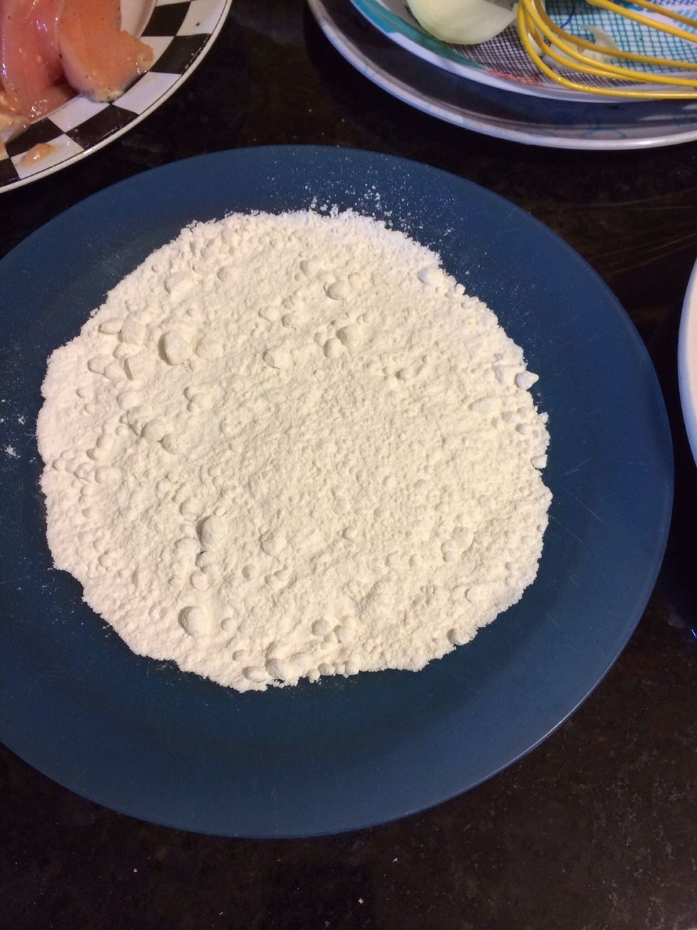 Here coat your chicken after it has pass the egg coating step