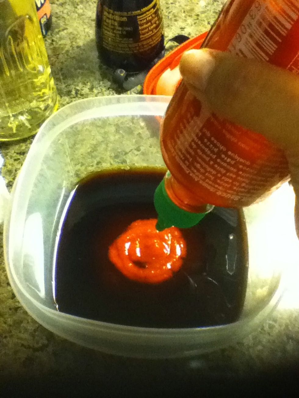 Here comes the sriracha hot sauce!! I like it spicy so I'm adding some good amount. You can add red pepper or other hot sauce too if you like. If you don't like it spicy, you can skip this step.