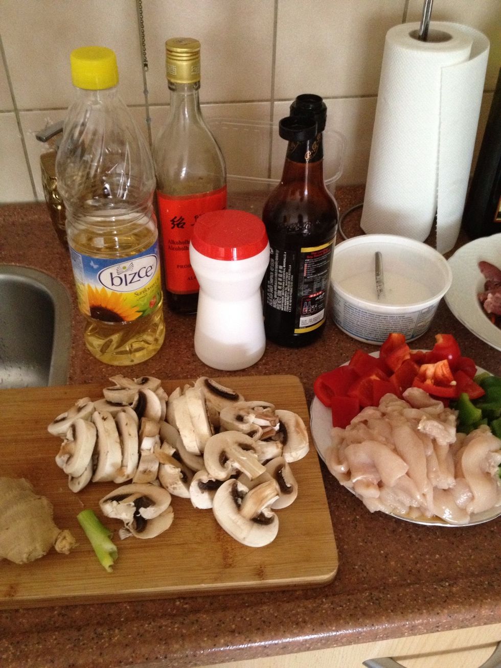 Here has a Special Supplies,next to the sunflower oil,thats rice alcohol(make meat smells better),you can get it in Asian market