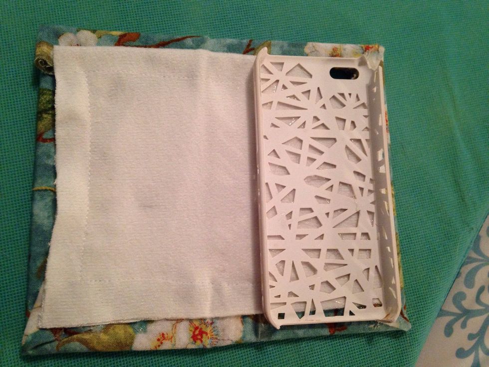 Here, I added in a piece of white fabric before gluing in the case. It looks and feels good!