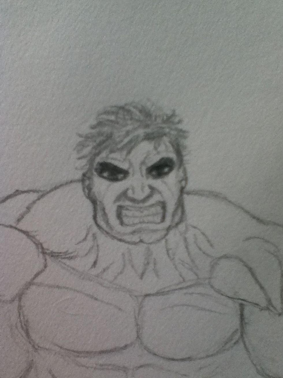 Here I added lines to add drama and muscles to the face. Make sure to add them between the eyes, that adds lots of anger to any characters facial expression.
