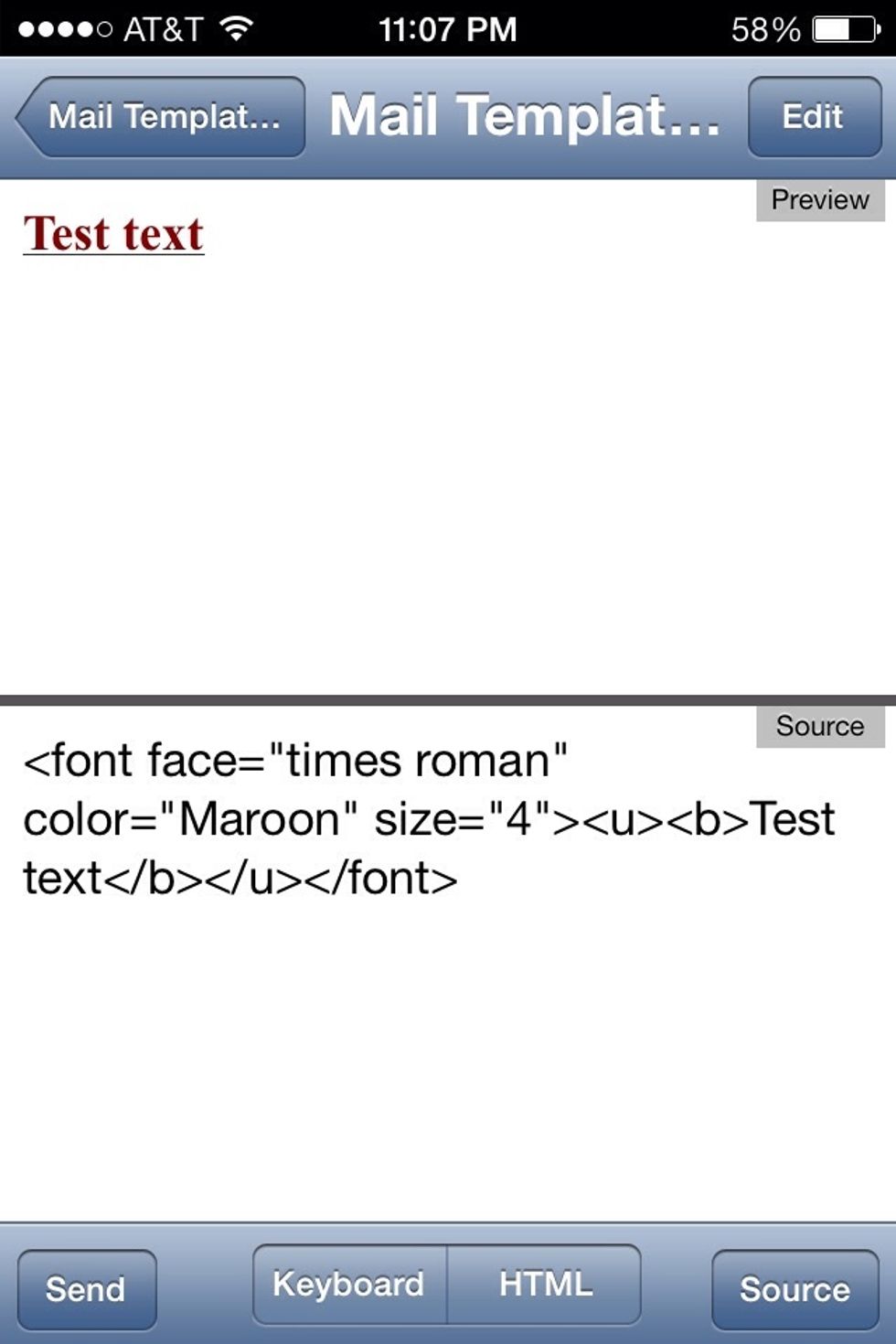 Here I added one more command. I added a SIZE command to the font tag. Remember. You insert the extra commands with ="". Here it's size 4.