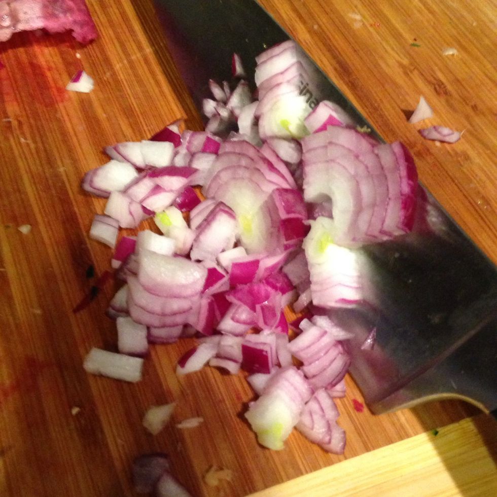 Here I am dicing the onion