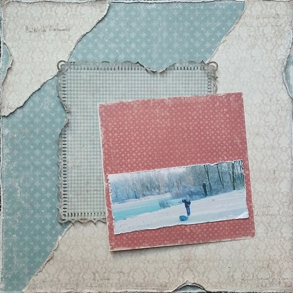 Here I cut out a slightly smaller square to put in the center of my other square.