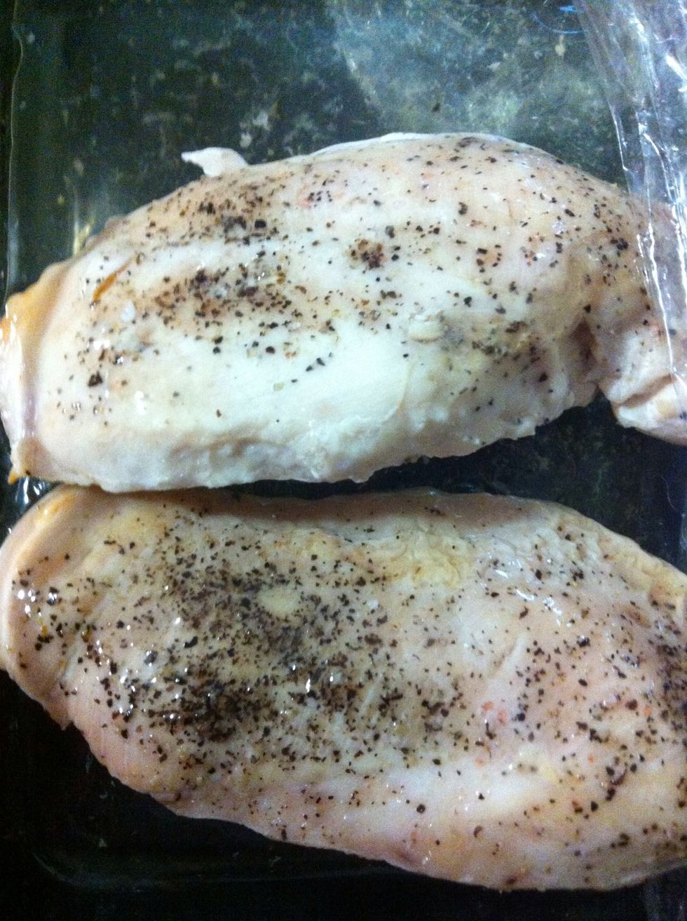 Here I have 3 chicken breasts I cooked in my convention/toaster oven. I just cooked them in oil, black pepper, salt. You may use leftover rotisserie chicken or any cooked chicken meat.