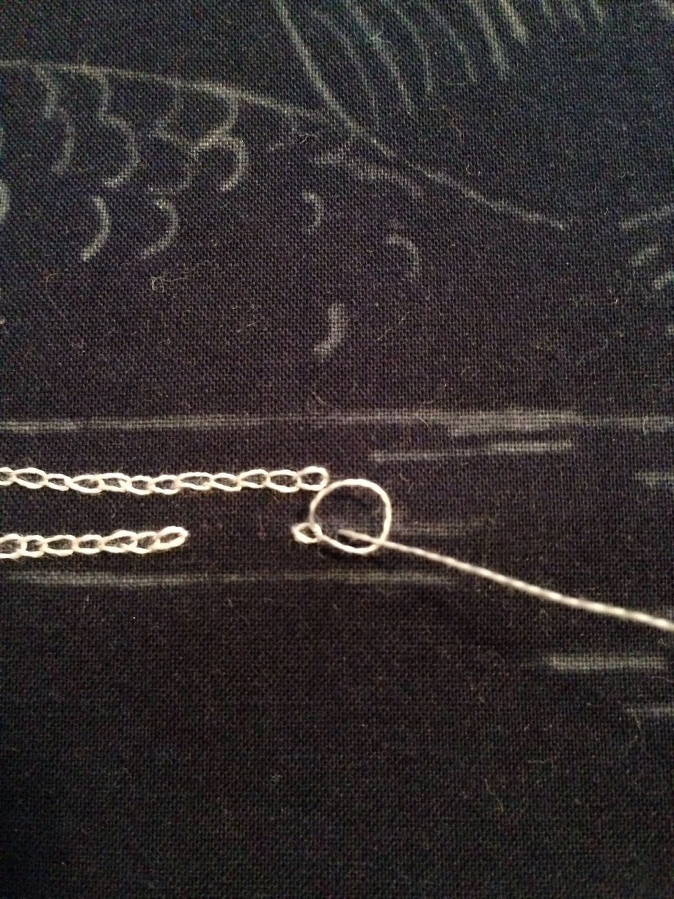 Here I have already passed my needle one stitch length ahead and passed it again through my loop.