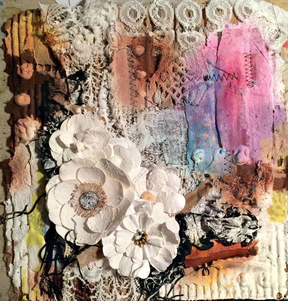 Here I have misted a bit with the Cinnamon Toast and Salted Caramel. A little Waimea Bay and Patience. Dry with a heat gun. We are layering color now and you want it dry between layers.