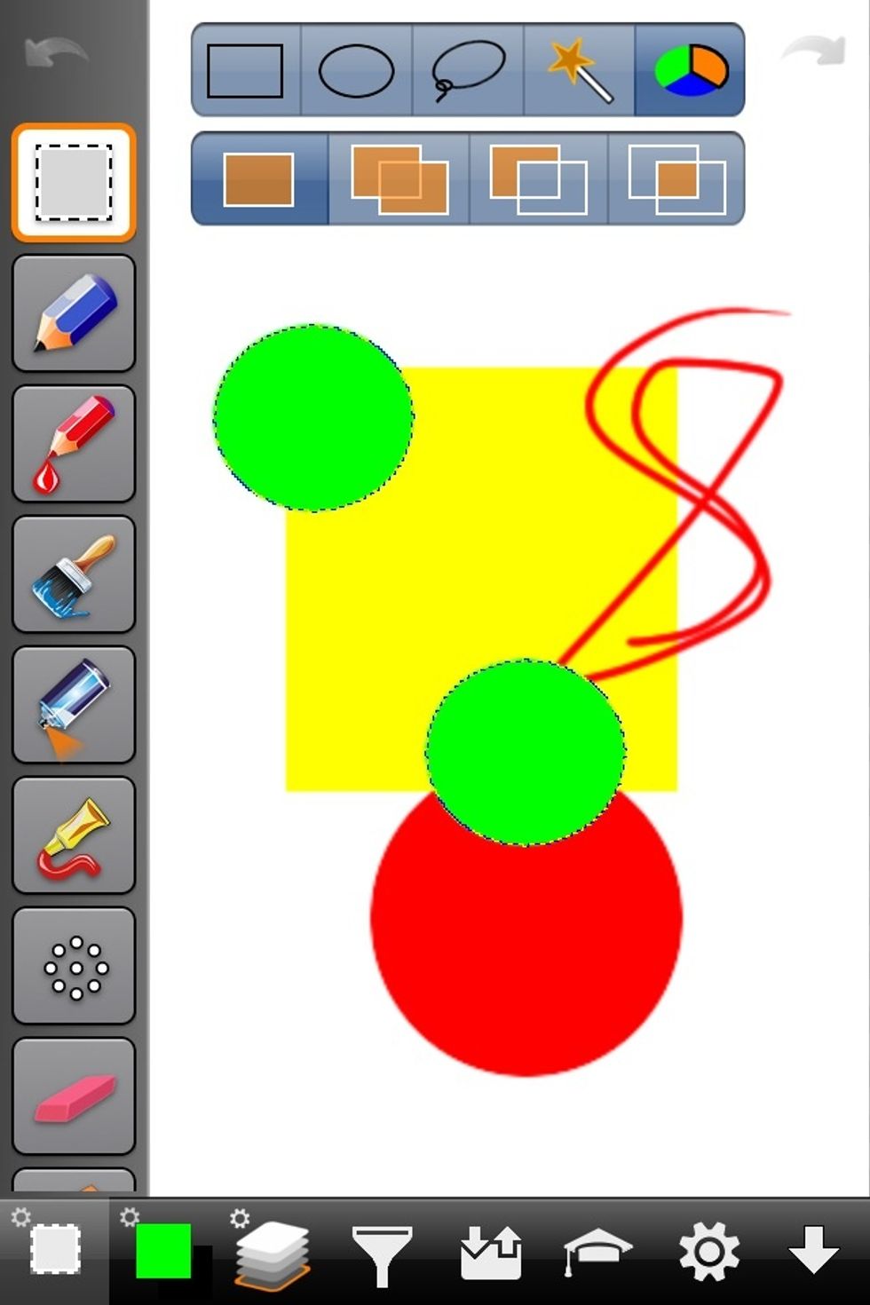 Here I touched one green area and it selected all the green areas in the image for me.