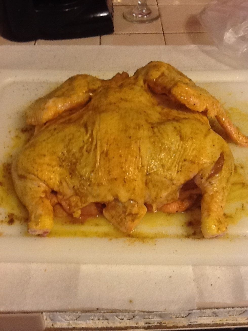 Here I used a whole chicken but you can use any kind of chicken you like. I like to use whole because the skin holds the moisture in while roasting and I love the succulent flavor from the fat.