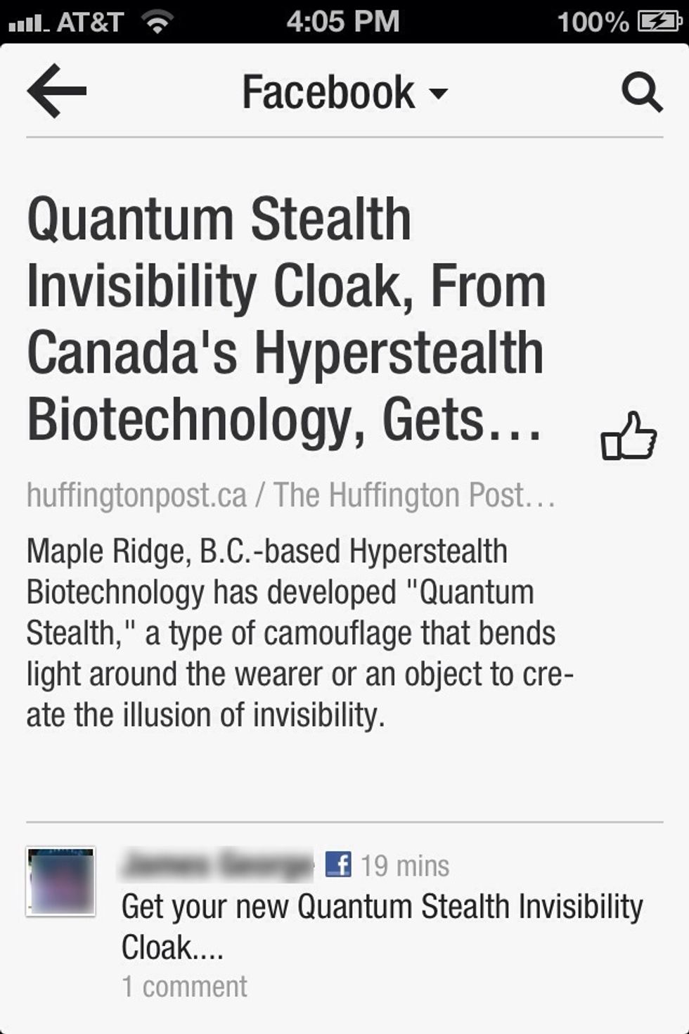 Here I've gone into my Facebook section of FlipBoard. See how nice the posts look? It also includes the Comments and the Likes. To see other parts of Facebook tap the "Facebook" link at the top