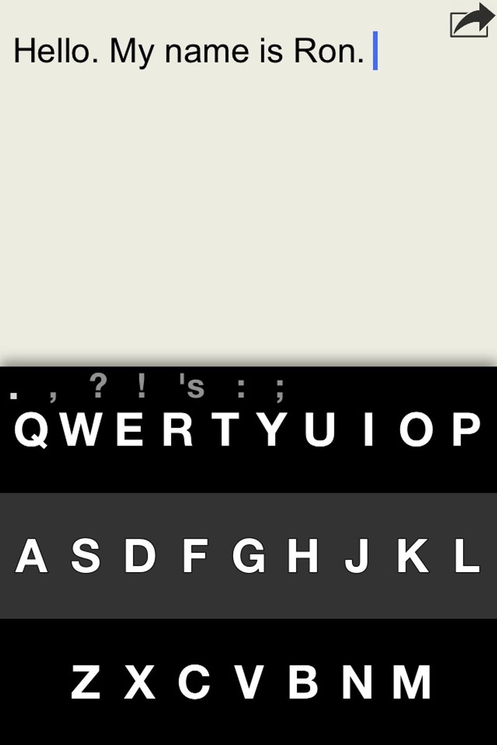 Here I've reached the end of my sentence and added a period. But if you want other punctuation. Just swipe down till the one you want appears.