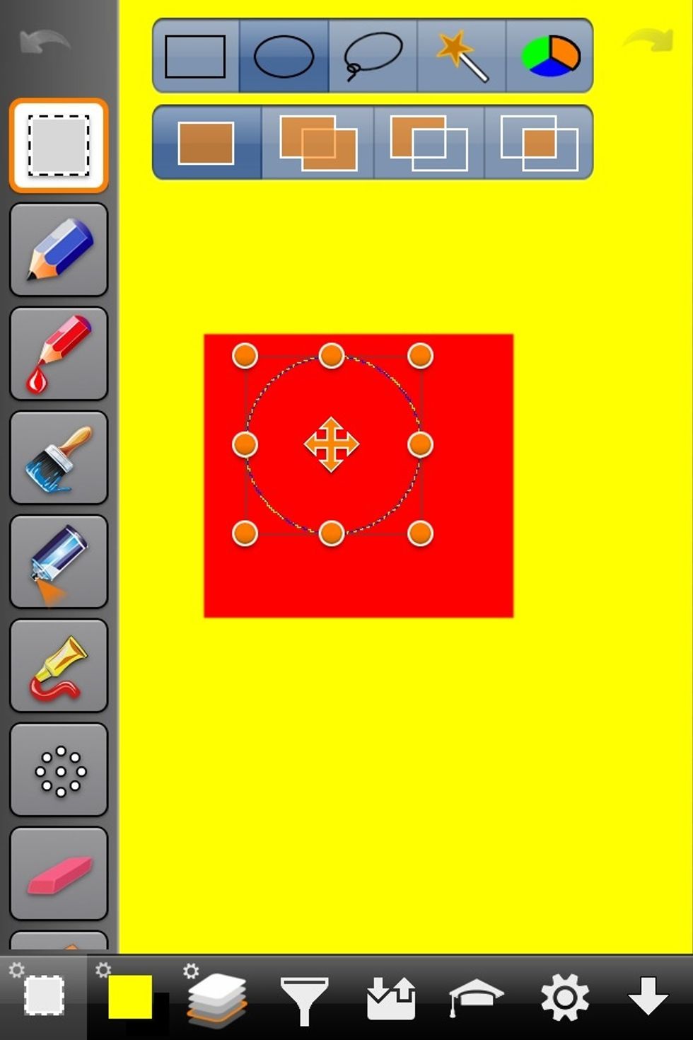 Here I've selected a circle. We're going to cut this circle out. But we'll add some feather to the section before we cut it away. "feather" basically means to blur the line.