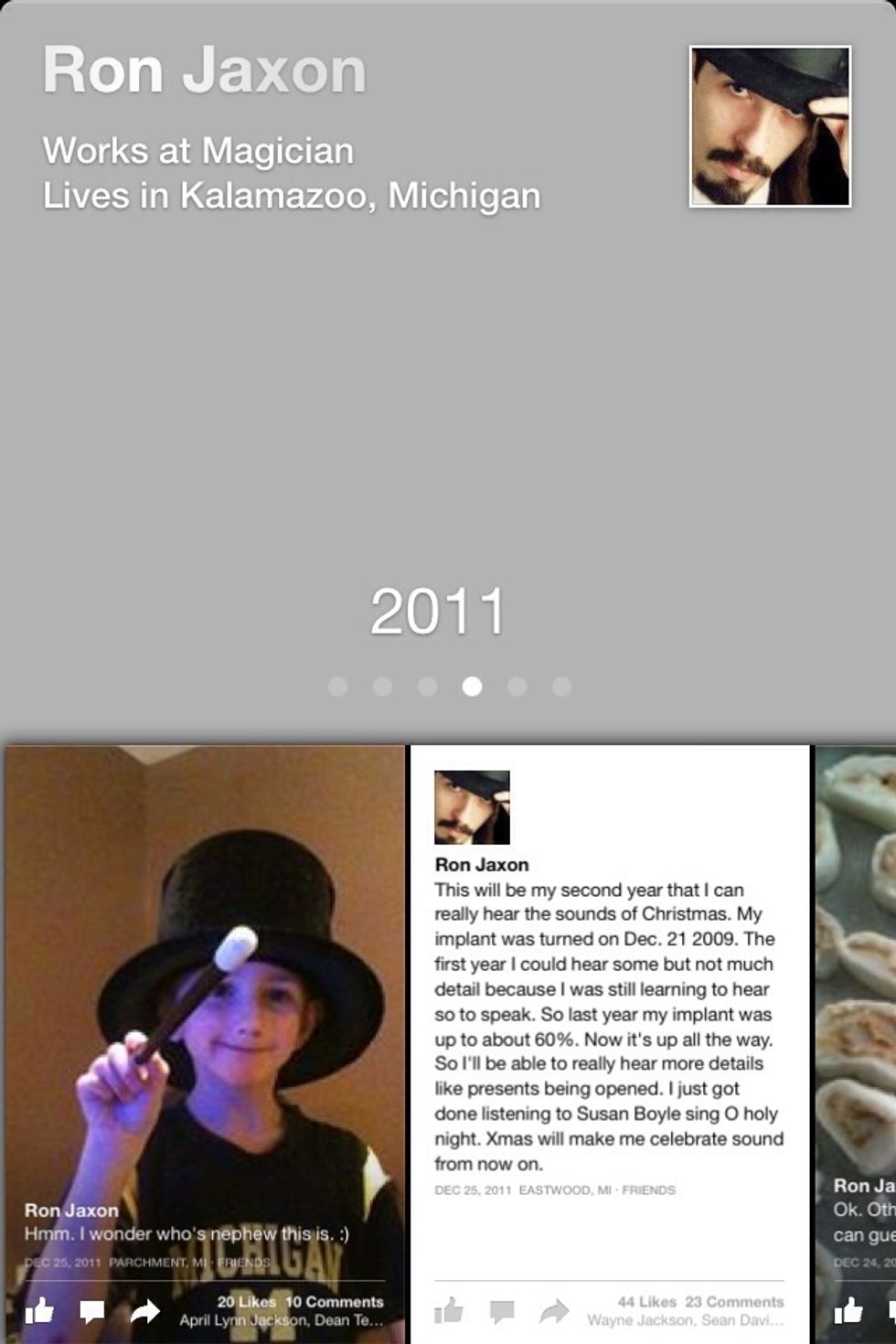 Here I've swiped to the year 2011 and below are all the posts I made that year.