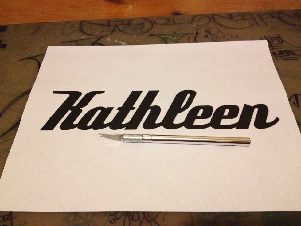 Here I will be cutting out her name to make the stencil. Pls be careful when using x-acto knife.