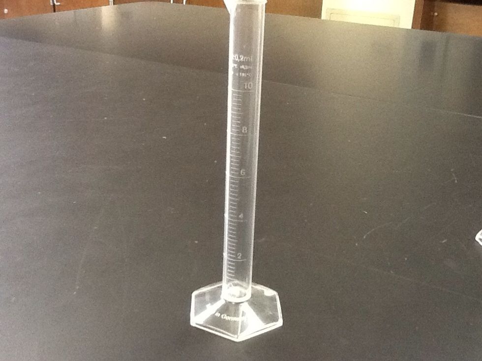 Here is a 10 mL Graduated Cylinder. Notice the Increments are different from the GC before.