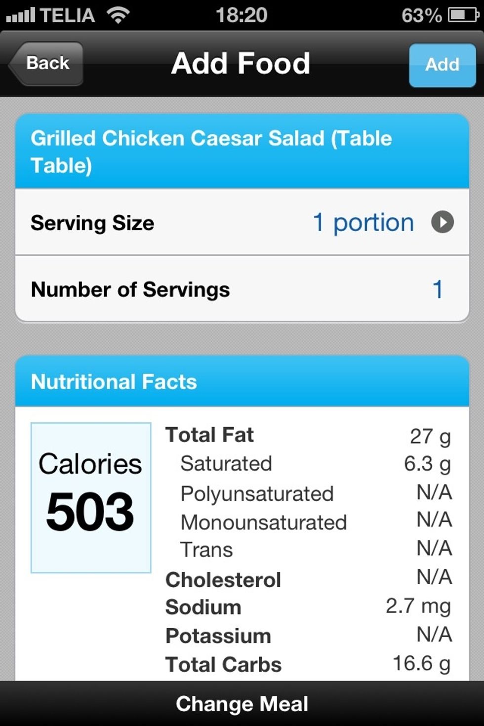 Here is a Caesar salad. The salads I checked ranged from 490-750 cals. The creamy sauce & large portion of cheeses with crutons packs on the fat. Also this salad is usually eaten as a side dish.
