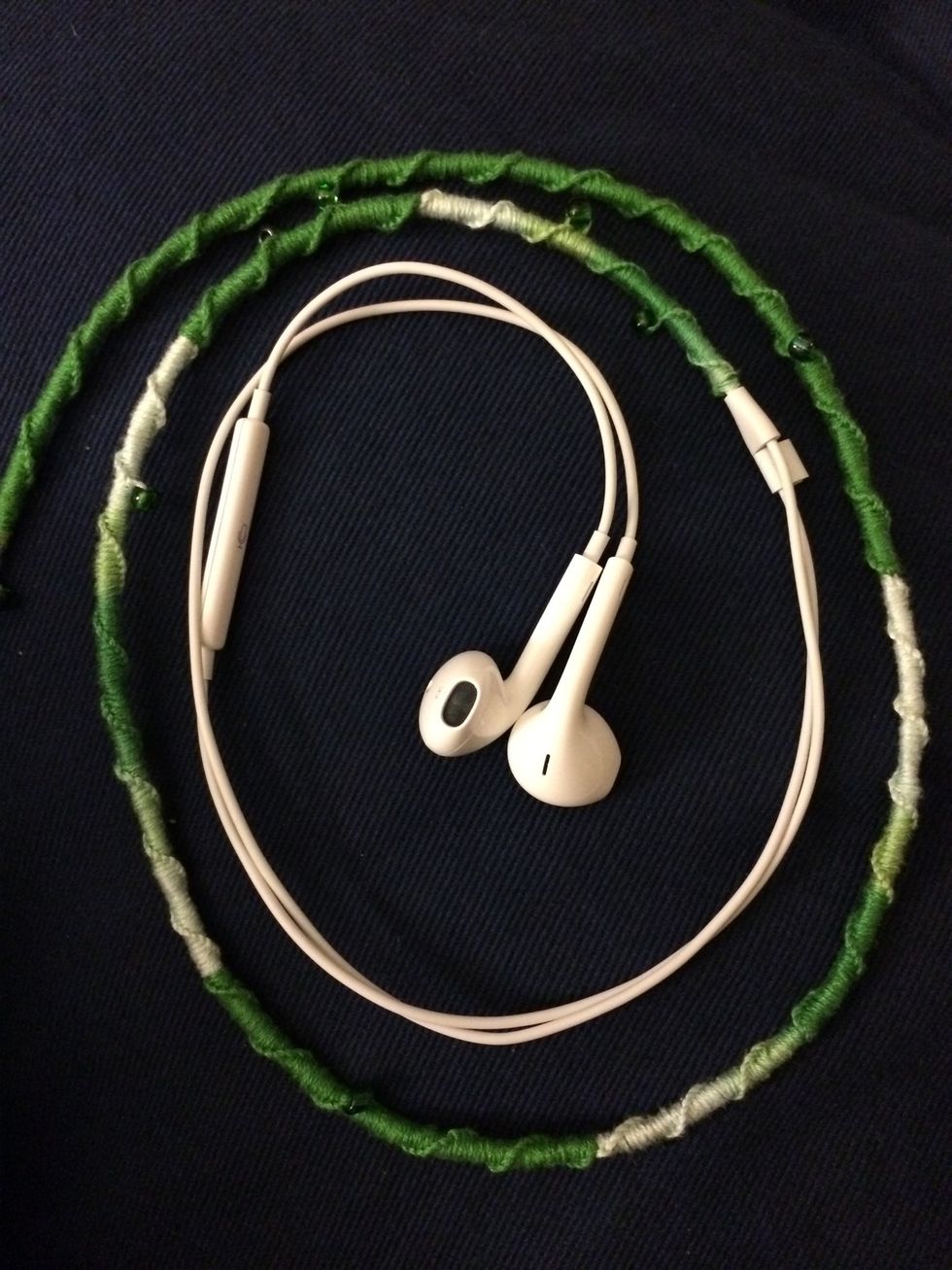Here is a Chinese Staircase I did around my headphones. I even added a few beads here and there.