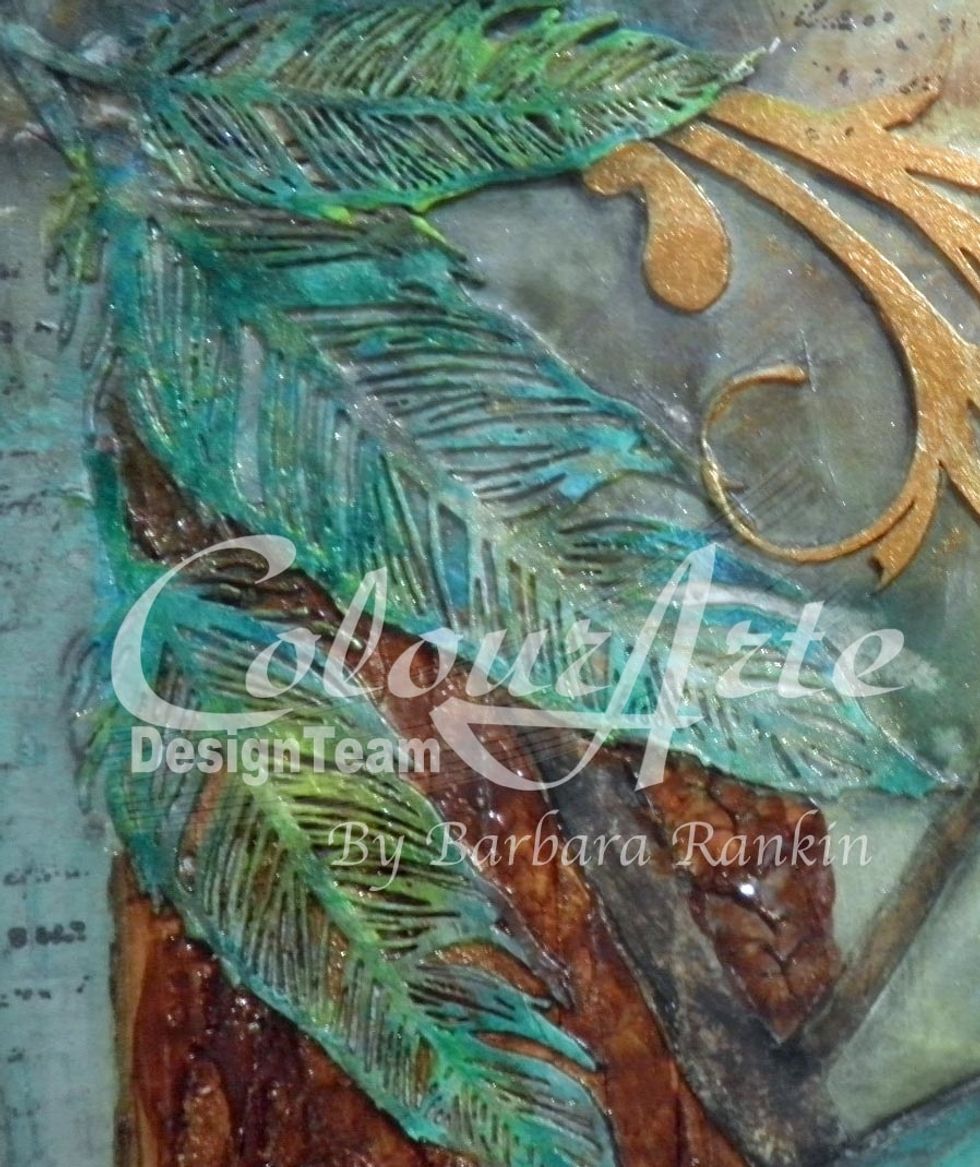 Here is a close up after adding the Key Lime Radiant Gel to the feathers.