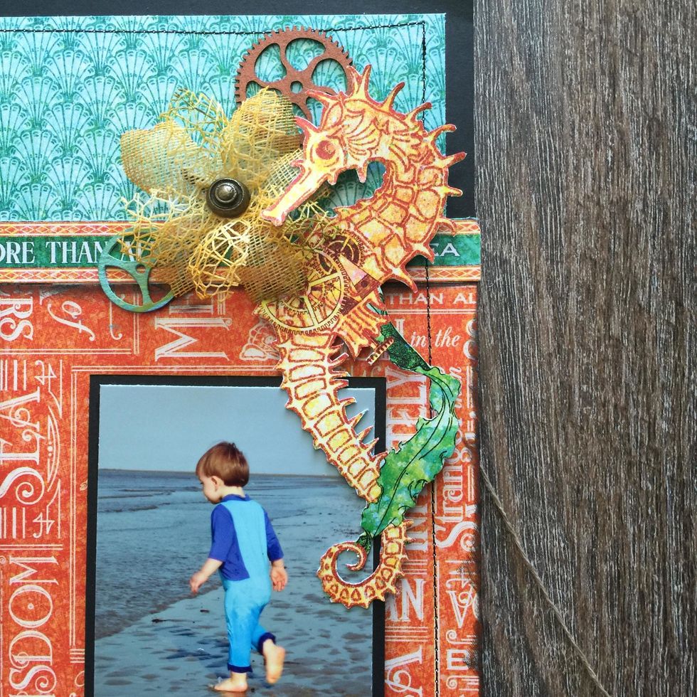 Here is a close up of the finished layout. See how the stitched edges, black boarders and inked edges create a lot of fine detail.