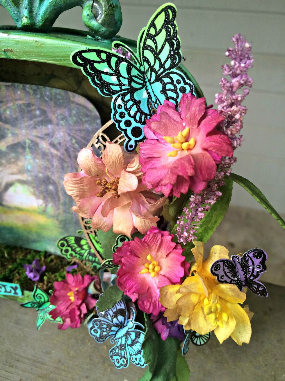 Here is a close up of the flowers and butterflies. I really love how this project came out and I cant wait to use my other butterflies on another project.