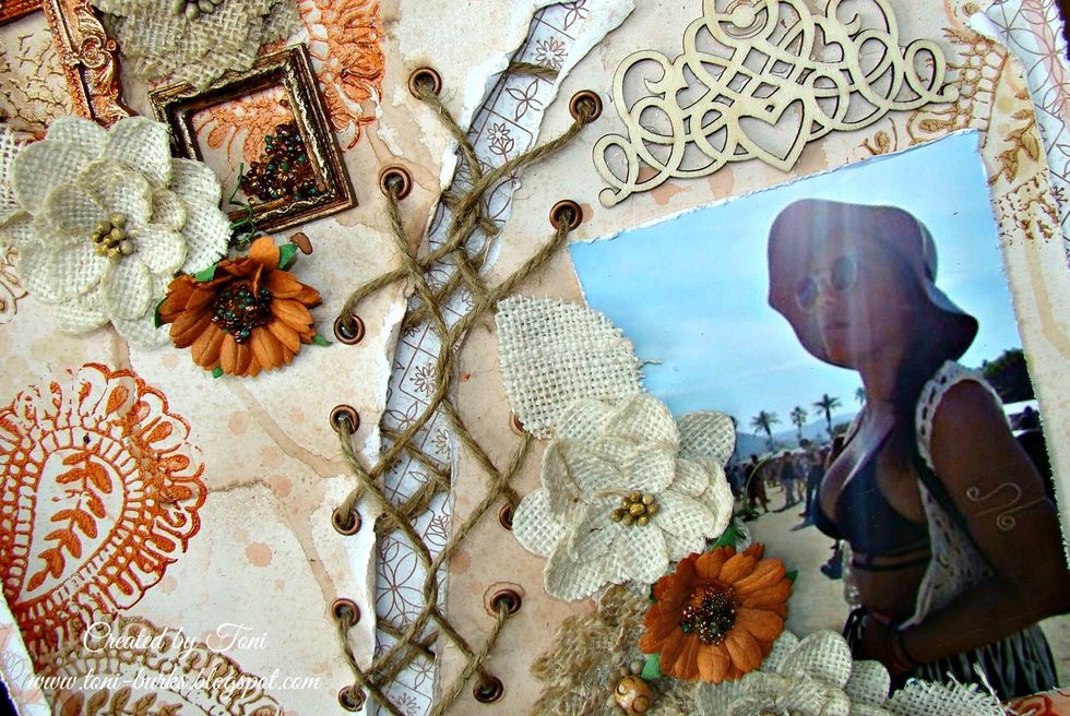 Here is a closeup of the lacing. Adds a fun look to your layout.