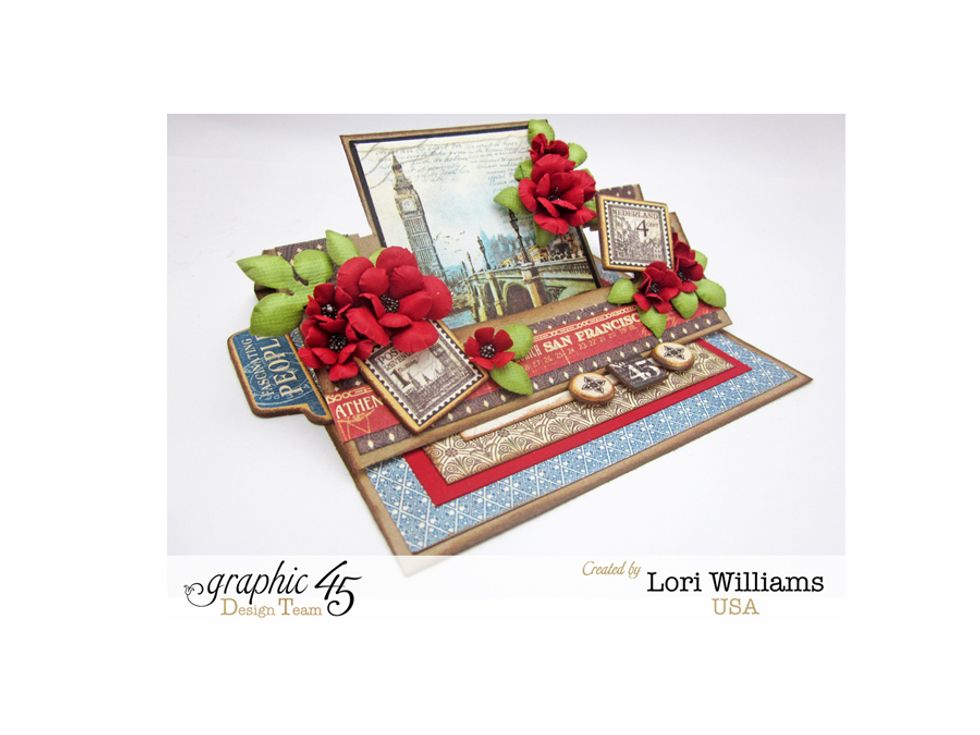 Here is a completed card. Notice the chipboard button on the bottom inside. They help to hold your card up with open. The nice thing is this card collapses flat to give to that someone special.