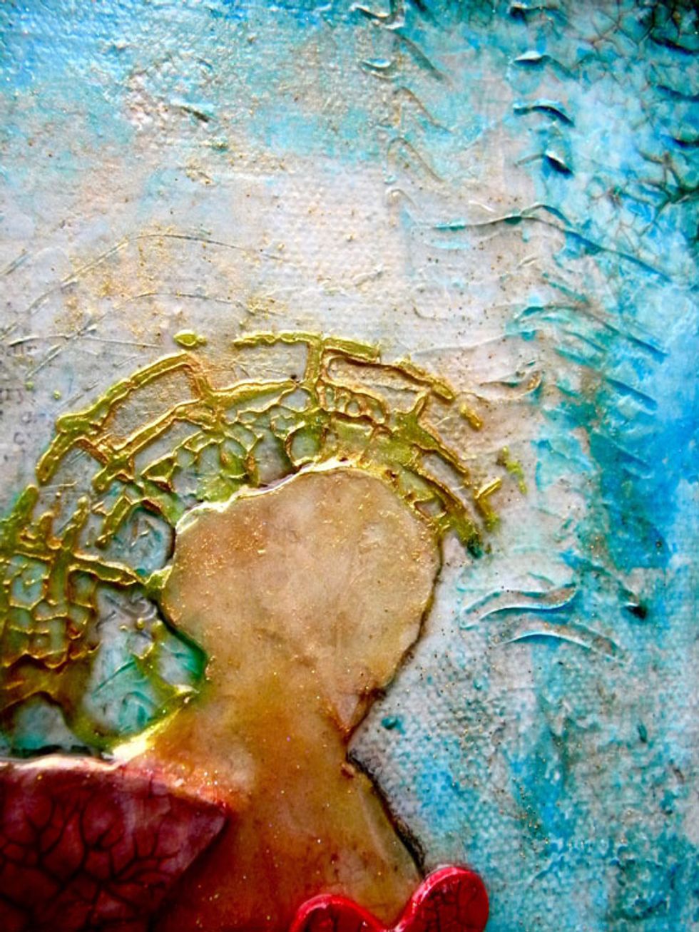 Here is a detail shot to show how the Metal Effects and the Dazzle Sorbet adds a glittery, shimmery glow! You've got to get this stuff if you love bling!!! I wish you could see it in person!