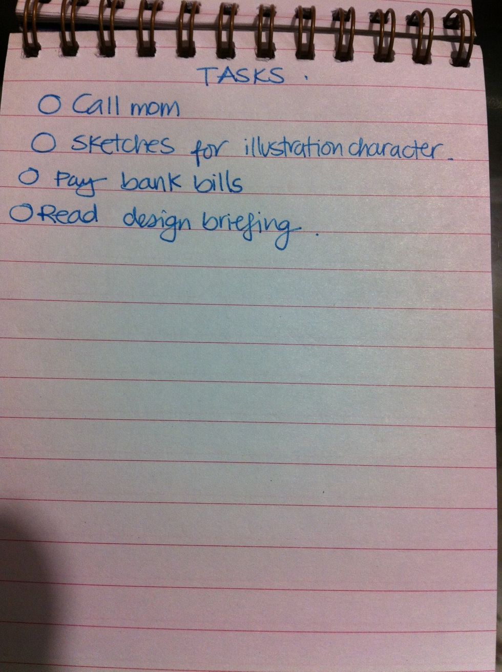 Here is a normal to-do List. Starting every task with a circle.