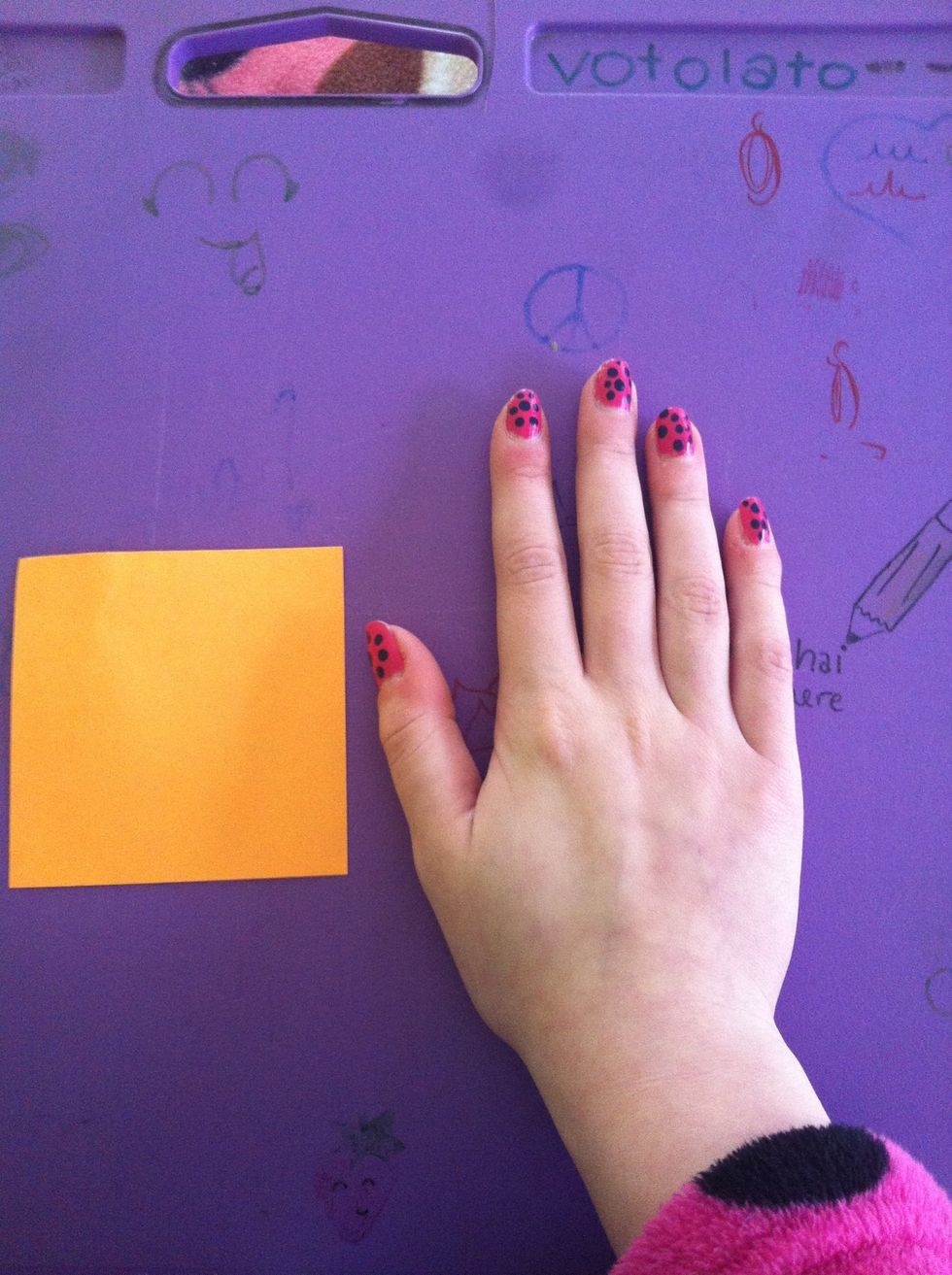 Here is a photo of the size of my orange (an green) papers compared to my hand. This is a good minimum size but you can use any size really.