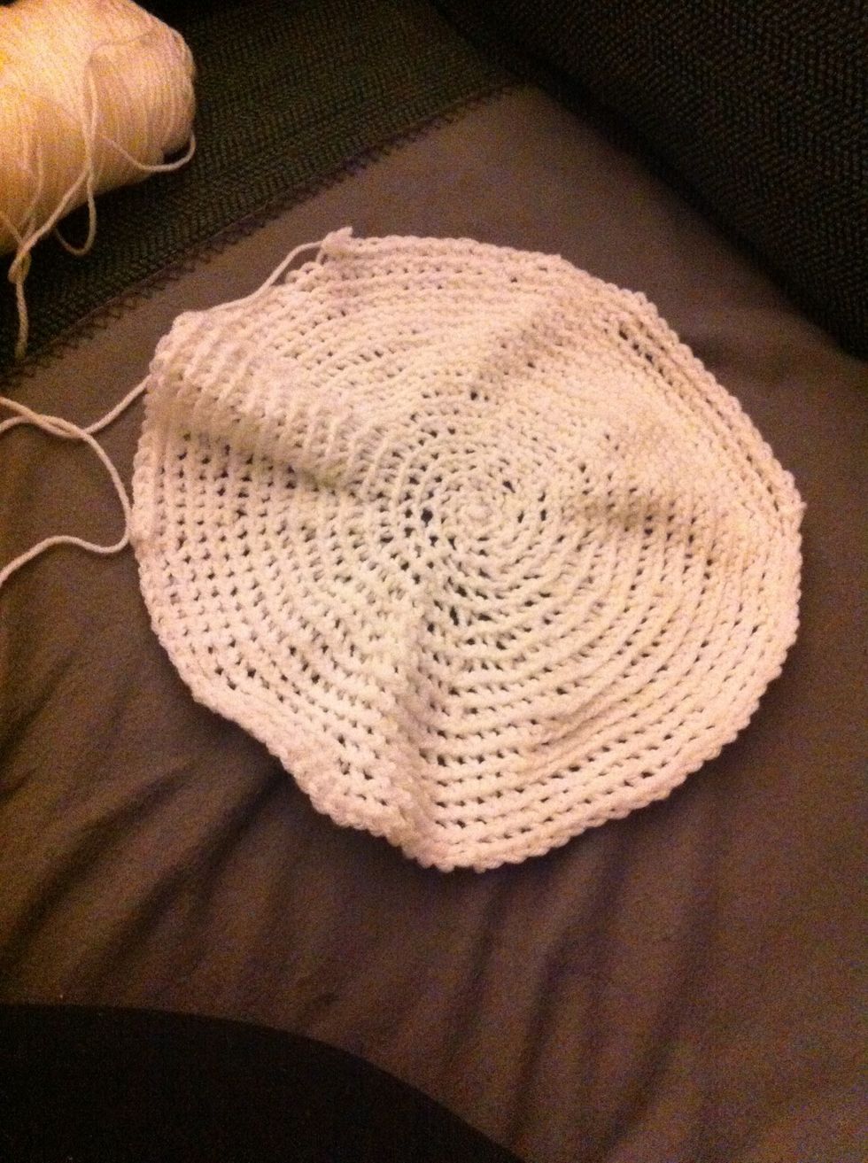 Here is a round blanket that I've started.