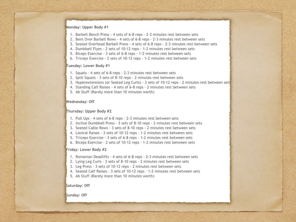 Here is a SAMPLE routine from acaloriecounter.com