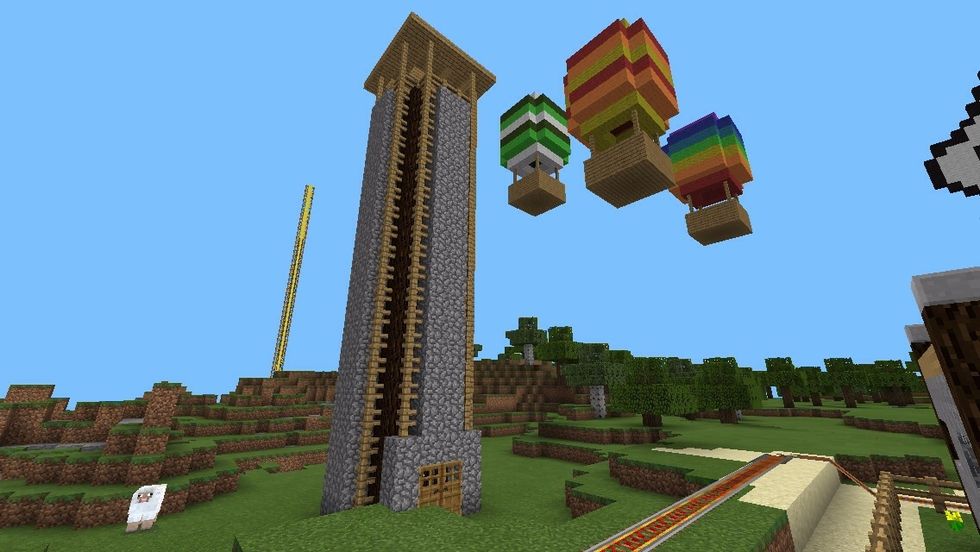Here is a watch tower made by Minecraft Heaven, and some hot air balloons made by Katniss Maslow