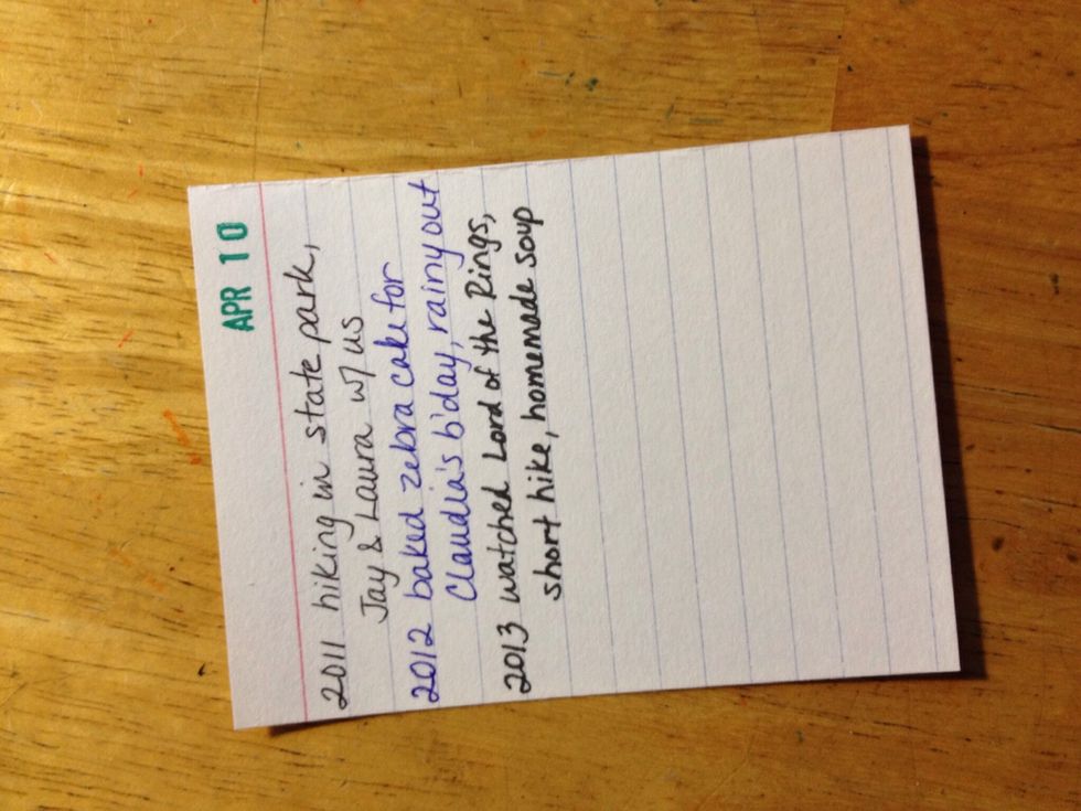 Here is an idea keeping a perpetual, line a day style journal on the cards.