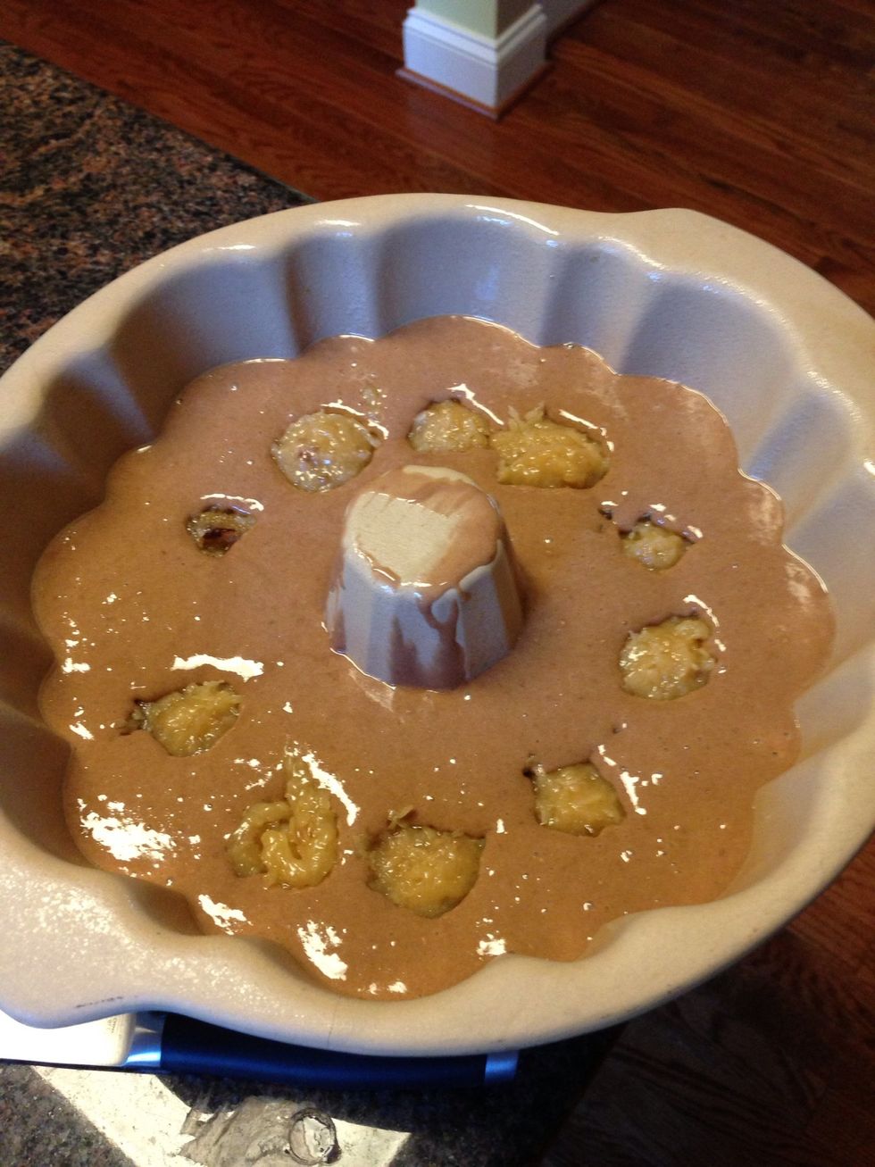 Here is frosting has ALL been added to the UNCOOKED cake! I love using the whole can for a great flavor! The whole cake tastes like frosting not just the top!