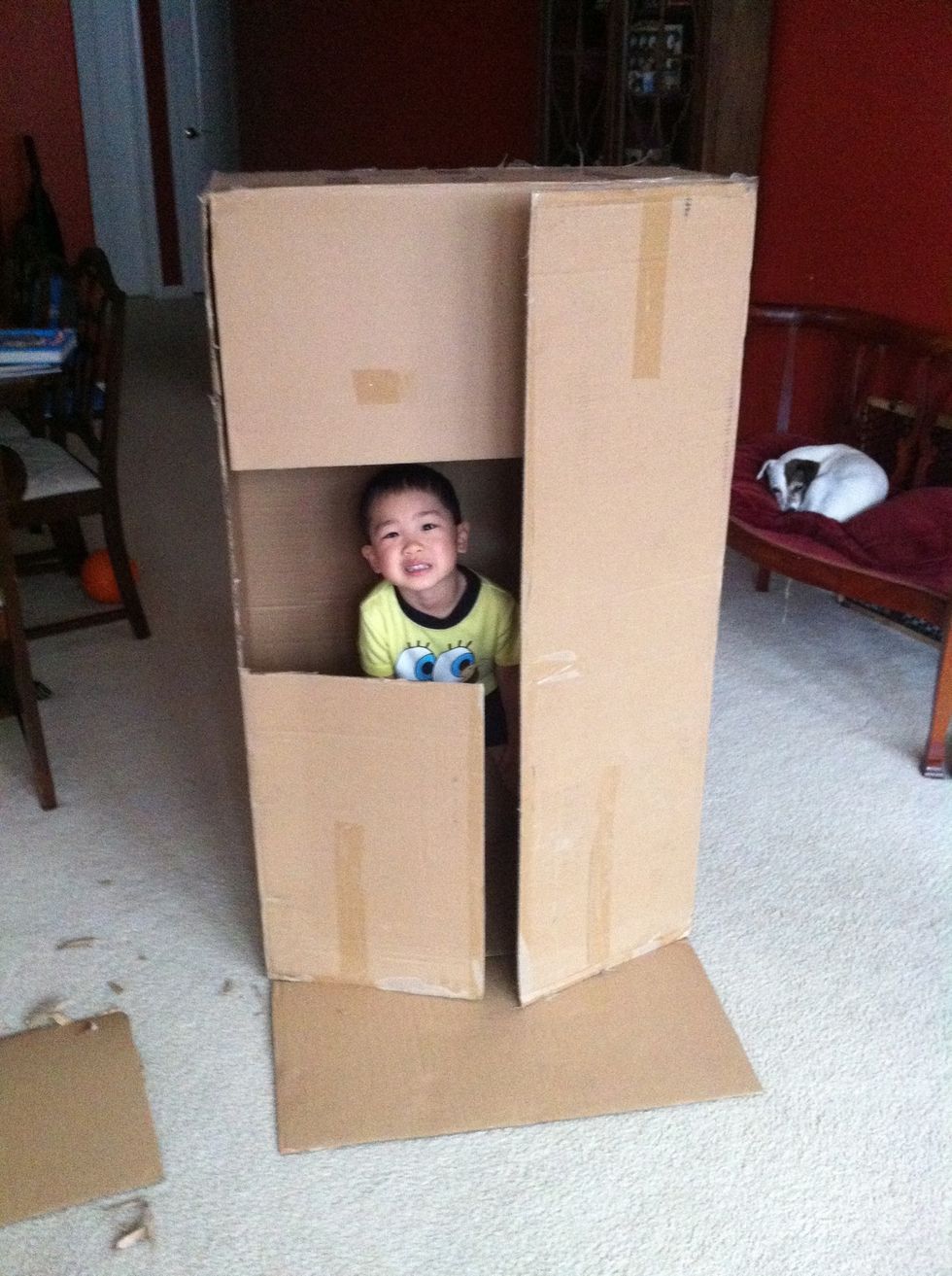 Here is how it looks after one side is cut out. Baili our Jack Russell watching curiously!