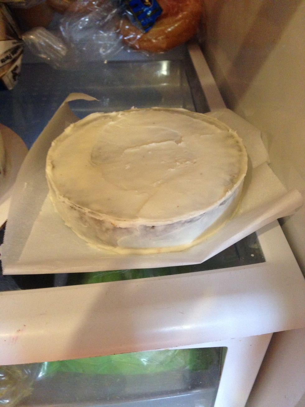 Here is my 6 in cake. Iced and refrigerated too!